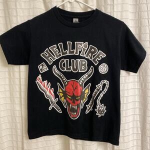 Hellfire club black streetwear tee size medium stranger things t shirt top women